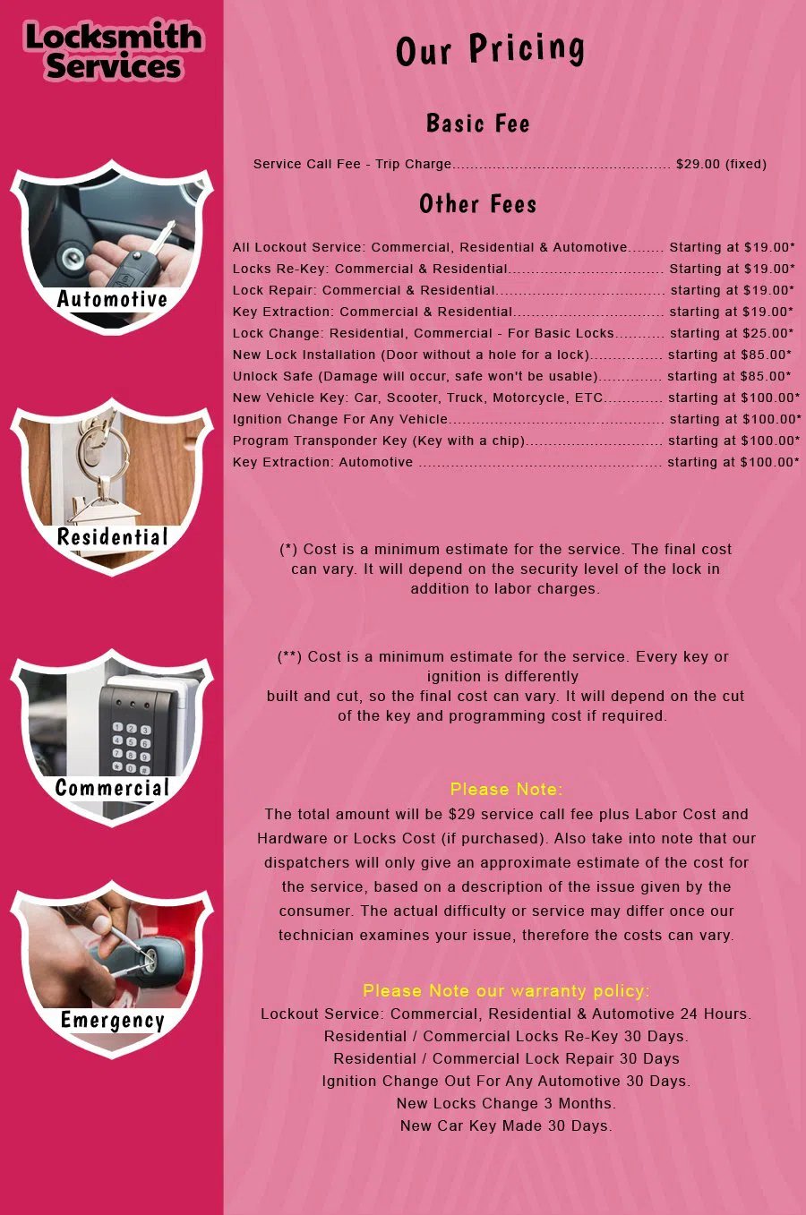 Garfield Locksmith Service Garfield, NJ 973-339-5367 - price-list-c-18